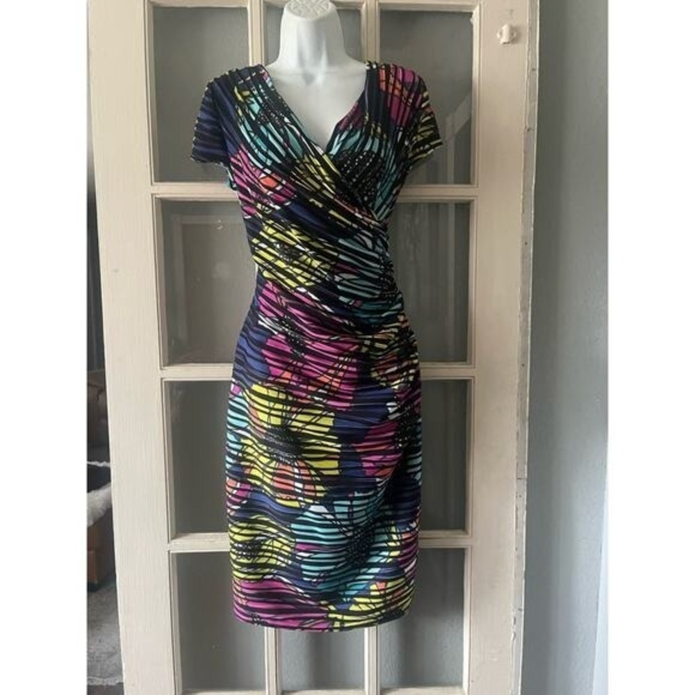 Joseph Ribkoff Ruched Multicolored Dress - Picture 4 of 7